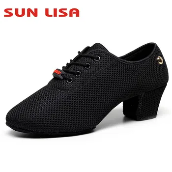 Женские кроссовки SUN LISA для девочек в помещении и на улице на массивном каблуке, бальные современные туфли для латиноамериканских танцев Сальса