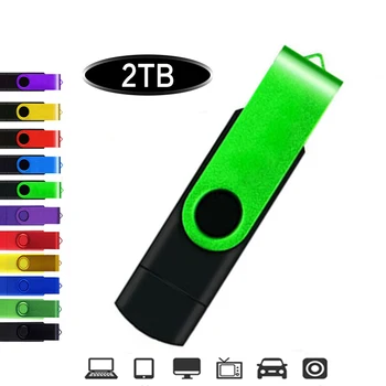 Новый USB флэш-накопитель 2 ТБ, флеш-накопитель 3 в 1, флешка флешка 2 ТБ, металлический диск memoria cel, USB-накопитель, подарок для телефона/автомобиля/телевизора, бесплатный логотип