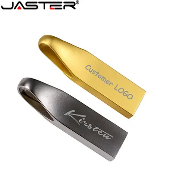 Флэш-накопители JASTER 2,0 128 ГБ Металлический Брелок USB-Накопитель 64 ГБ Золотой Водонепроницаемый Флеш-накопитель 32 ГБ 16 ГБ 8 ГБ Бесплатная Флешка CustomLOGO