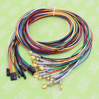Штекер Dupont 2P и кабель для ЭЭГ головного мозга с медным покрытием и золотым колпачком, кабель для сбора физиологических сигналов мозга 10 цветов