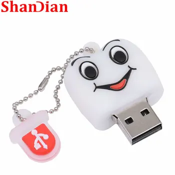 Мультяшные USB-флешки Shandian 64 ГБ, зубы, Милая флешка в форме ладони, 32 Гб, флеш-накопитель, флэш-подвеска, Водонепроницаемый USB-накопитель, подарок