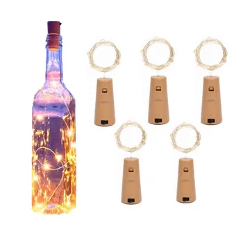 Гирлянда на батарейках, подсветка для винных бутылок с пробкой, 10-30 светодиодов, медная проволока, красочная гирлянда-гирлянда для вечеринки, свадебного декора