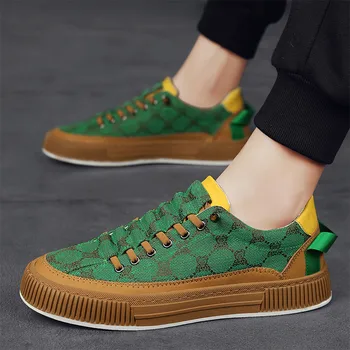 2023 Летняя Зеленая Мужская обувь для скейтборда, Дышащая Нескользящая спортивная обувь, Мужские кроссовки без застежки на плоской подошве в стиле Ретро, Мужские zapatillas hombre