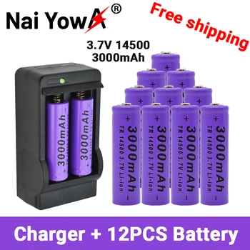 Batterie Lithium haute capacité 14500 3.7V 3000mah Rechargeable, pour lampe de poche LED, jouet, livraison gratuite