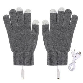 1 Пара Зимних Практичных перчаток для верховой езды с подогревом, зарядка через USB, теплые перчатки для рук, Ветрозащитная варежка для улицы, серый