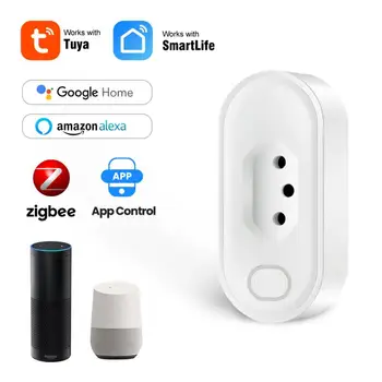 Tuya WiFi Smart Plug 16A Бразильский Стандартный Сотовый Телефон Smart Life APP Дистанционное Управление Умная Розетка Голосовая Работа С Google Home Alexa