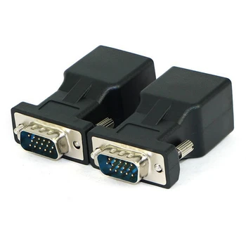 Удлинитель VGA для подключения к RJ45 CAT5 CAT6, сетевой кабель длиной 20 м, адаптер COM-порта в LAN, конвертер портов Ethernet