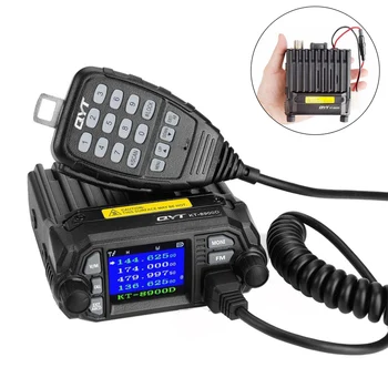 Мини-мобильное радио QYT KT-8900D Мощностью 25 Вт, Двухдиапазонный Четырехъядерный Дисплей, Двухстороннее радио VHF UHF, Мобильный Приемопередатчик, Радиостанция для Автомобилей