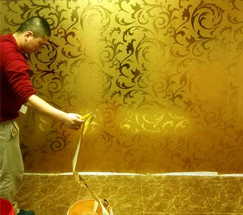 Обои из золотой фольги, золотисто-серебристый лист ранункулюса вики в европейском стиле, потолок, гостиная, спальня, ТВ, фоновые обои