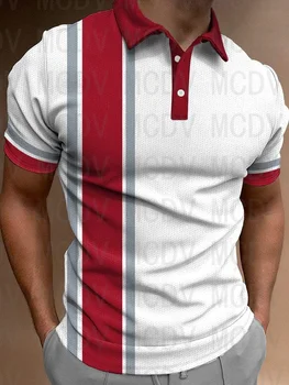 Мужская простая повседневная рубашка-поло Geometry Art с 3D принтом, рубашки-поло с короткими рукавами