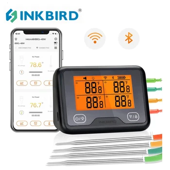 INKBIRD IBBQ-4BW Wi-Fi Bluetooth Цифровой Термометр для Гриля Перезаряжаемый Беспроводной Термометр для барбекю с 4 Зондами График Сигнализации Температуры