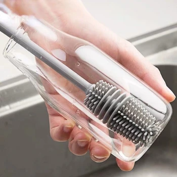 Силиконовая щетка для мытья Чашек, Скруббер, Средство для чистки стекла, Кухонный Инструмент, щетка для чистки бутылок с длинной ручкой