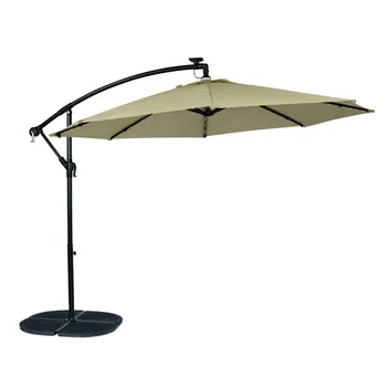 Подвесной зонт для патио со смещением 10 футов, с возможностью наклона, с 40 светодиодными лампами, уличный зонт