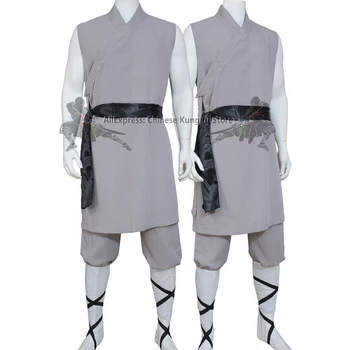 красивый костюм шаолиньского монаха кунг-фу, униформа ушу тайцзи, одежда для боевых искусств без рукавов