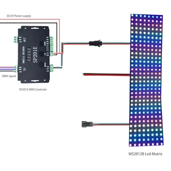 WS2811 WS2812B Декодер светодиодного контроллера DMX to SPI и светодиодная матричная панель WS2812 SP201E SP201E 5-канальный DMX 512 RGB WW Декодер Контроллер