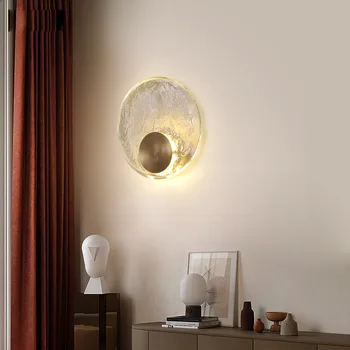 Полностью медная прикроватная тумбочка для спальни, настенный светильник для гостиной, диван, простая фоновая стена, хрустальный настенный светильник, дизайнерские креативные лампы