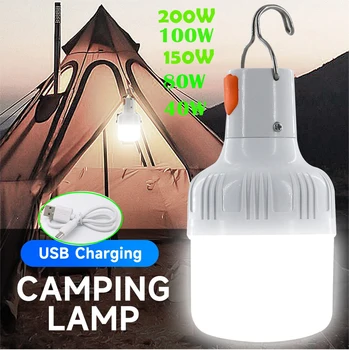 Портативная светодиодная лампа для палатки, лампа для барбекю, кемпинга, Супер Яркие наружные лампы, USB Водонепроницаемые аварийные огни для внутреннего дворика, крыльца, сада