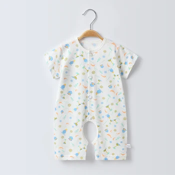 Детская хлопчатобумажная цельная одежда, летняя одежда, легкая одежда для скалолазания с коротким рукавом, одежда для новорожденных, одежда с круглым вырезом