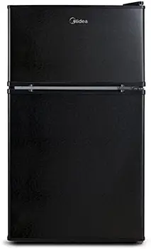 Двухдверный Мини-холодильник WHD-113FB1 с морозильной камерой для Спальни, Офиса или Общежития с Регулируемыми Выдвижными Стеклянными Полками Компактный Холодильник