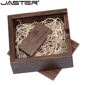 JASTER USB 2.0 (1 шт бесплатный логотип) деревянный USB + коробка usb флэш-накопитель memory stick флешка 4 ГБ 16 ГБ 32 ГБ 64 ГБ свадебные подарки