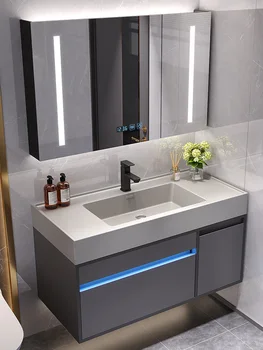 Интеллектуальный Индукционный Шкаф для ванной комнаты в скандинавском стиле, современное пространство для хранения, Роскошные Светильники, Плавающее настенное крепление