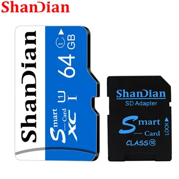 Карта памяти SHANDIAN Smart SD Class10 TF card 128 ГБ 16 гб 32 ГБ 64 ГБ 8 гб 80 Мб/с.