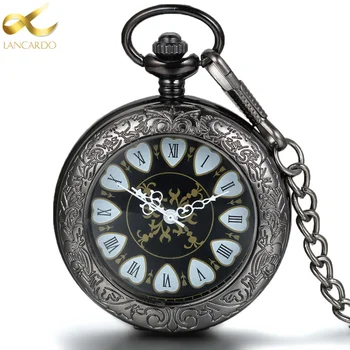 Подарок в римском стиле с двойным дисплеем Lancardo Heart, Антикварные карманные часы, карманные часы, ретро кварцевые механические часы для мужчин и женщин