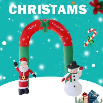 Рождественское Наружное украшение, Надувная арка с Санта-Клаусом, Снеговиком, надувные игрушки со светодиодной подсветкой, Новогодний Декор для Рождественской вечеринки
