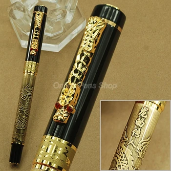 Jinhao Черный и золотой Металлический Дракон, роликовая шариковая ручка, Профессиональная ручка для письма JRP007