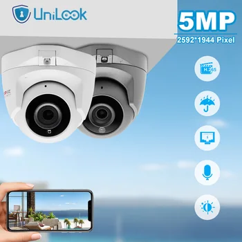 5-мегапиксельная мини-купольная POE IP-камера UniLook, Наружная Аудио-камера видеонаблюдения, ИК-30m H.265 P2P View