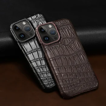 Матовый Чехол для Телефона из натуральной Крокодиловой кожи для iPhone 15 13 14 Pro Max 14Pro 13Pro 12Pro 11Pro 12 11 Pro Max Роскошная Задняя Крышка