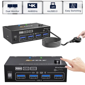 USB-коммутатор локальной сети, совместимый с HDMI/USB3.0 KVM-коммутатор, разветвитель Интернета, адаптер для подключения к Интернету, многофункциональный коммутатор, совместимый с HDMI 4K @ 60 Гц
