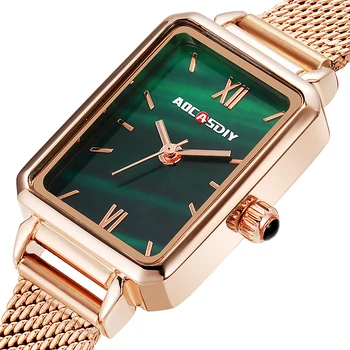 Aocasdiy, новинка, хит продаж, повседневные маленькие женские часы зеленого цвета, кварцевые женские наручные часы со стальным ремешком
