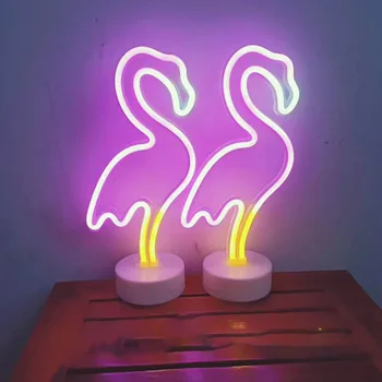 Фламинго Светодиодные Фонари Неоновая Световая Вывеска Декор спальни Неоновая Вывеска Ночник для комнат Настенный арт Бар вечеринка с питанием от USB или аккумулятора