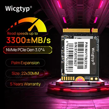 Wicgtyp NVMe SSD 2230 2 ТБ 1 ТБ 512 ГБ M2 2230 SSD NVME PCIe 3,0x4 Для Ноутбука Surface, Настольного Игрового Портативного Мини-ПК PS5