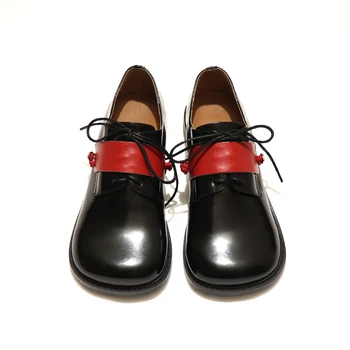 Новинка Весны, Оксфорды для современных девушек на низком каблуке, женские удобные летние туфли с круглым носком, милые черные туфли Большого размера 41