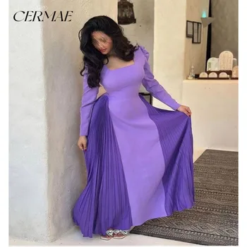 CERMAE Фиолетовое Элегантное Вечернее длинное платье для подружек Невесты с квадратным вырезом и плавной талией для женщин 2023