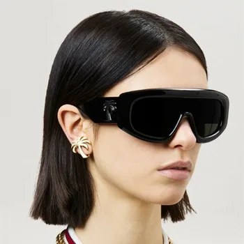 Солнцезащитные очки Oversize One Piece Shield Sunglasse для женщин, Винтажные Уникальные ветрозащитные солнцезащитные очки Uv400 Для мужчин, Ретро-Пилотные градиентные очки