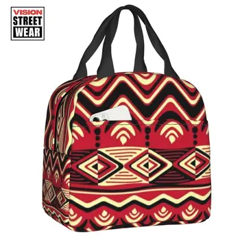 2023 Новая Темно-бордовая Африканская Анкара, Изолированная сумка для ланча, для африканских цивилизационных стилей, Кулер, Термальный Ланч-бокс Для детей, школьников