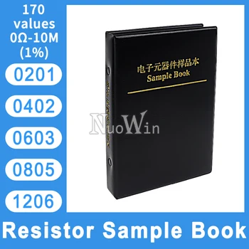 1% 0201 0402 0603 0805 1206 SMD Чип-Резистор Книга образцов 170 Значений 0R - 10m Ом SMT Ассортимент электронных Сопротивлений Комплект