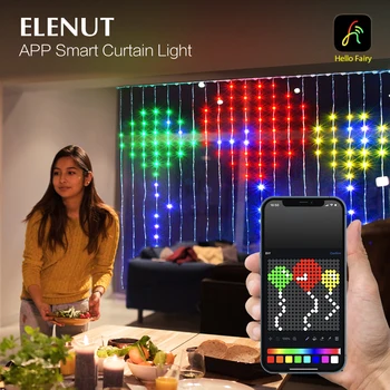 Smart Curtain Lights String Light App DIY Picture Text Светодиодный Дисплей Smart LED RGB Fairy Light RGBIC LED Bluetooth Управление