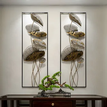 Креативный светильник для украшения стен ресторана Lotus leaf, роскошный новый китайский 3D железный кулон, украшение для дома в прихожей