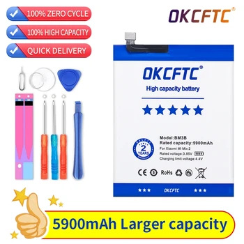 Оригинальный Аккумулятор OKCFTC для Xiaomi MIX2 MIX2S BM3B емкостью 5900 мАч, Литий-полимерная сменная батарея Большой емкости, Подарки для инструментов