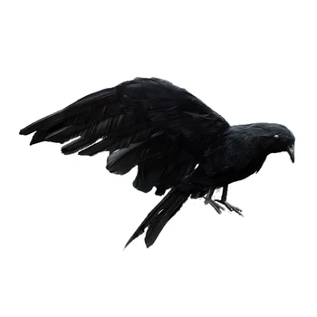 Реквизит для Хэллоуина, перья Ворона, птица, большие 25x40 см, расправляющие крылья, Черная Ворона, игрушечная модель, реквизит для представления