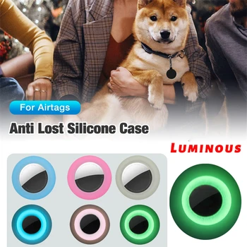 1шт Для Apple Airtag Case Ошейник для собаки и кошки GPS-искатель Красочный светящийся защитный силиконовый чехол для Apple Air Tag Tracker Case