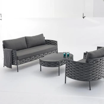 Плетеная мебель из ротанга Современный Дизайн, Уличный стул, 4 предмета, садовый диван, Высококачественная алюминиевая Рама