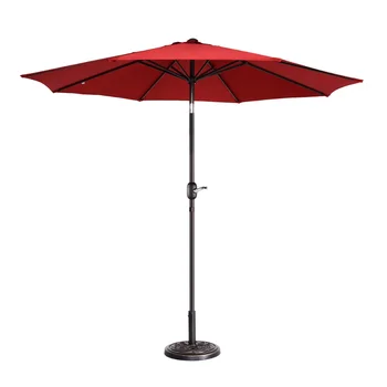 9-дюймовый Открытый зонт для патио с 8 ребрами жесткости, алюминиевым шестом и автоматическим наклоном, устойчивый к выцветанию Рыночный зонт, 108,00 X 108,00 X 94,50 дюйма