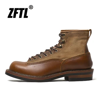 Базовые ботинки ZFTL, Мужские винтажные ботинки для инструментов, универсальная обувь с высоким берцем в британском стиле, Мужские повседневные ботинки в стиле ретро на шнуровке, 2023