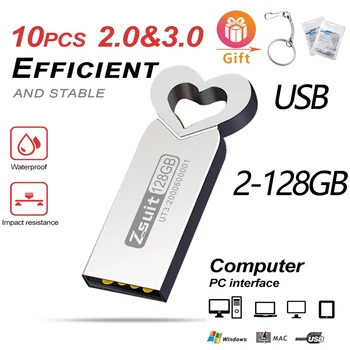 10 шт./лот USB Флэш-накопители 32 ГБ 64 ГБ Флеш-накопитель USB 2.0 Высокоскоростные Флешки USB Stick 128 ГБ Memory Stick Бесплатные Подарки с Логотипом На Заказ